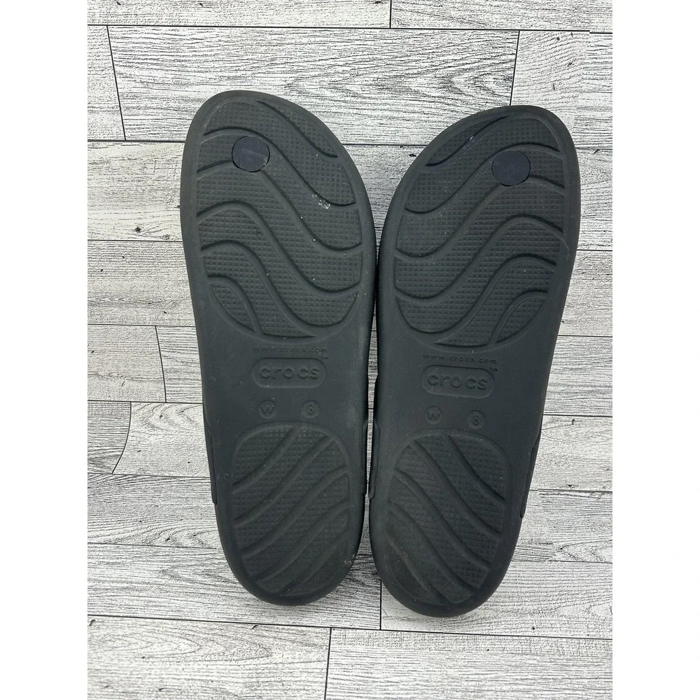 Crocs Flip Flop Sandals Womens Size 8 Black Comfort Casual Slip On Beach‎ Shoes